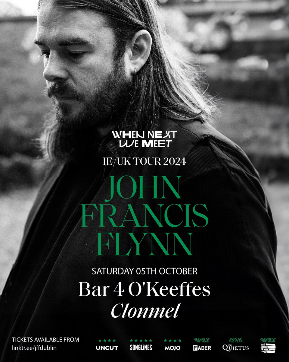 WhenNextWe_Meet's tweet photo. @JFFdublin will land in Clonmel once again in 5 weeks time ❇️ 

We’ve been waiting for this since his first visit on a rainy July day in 2022.

📌 @OKeeffesClonmel 
📆 Sat October 5th 
🎟️ €20  https://t.co/GLB8H7s6Y5 https://t.co/X5YU7FYxVD