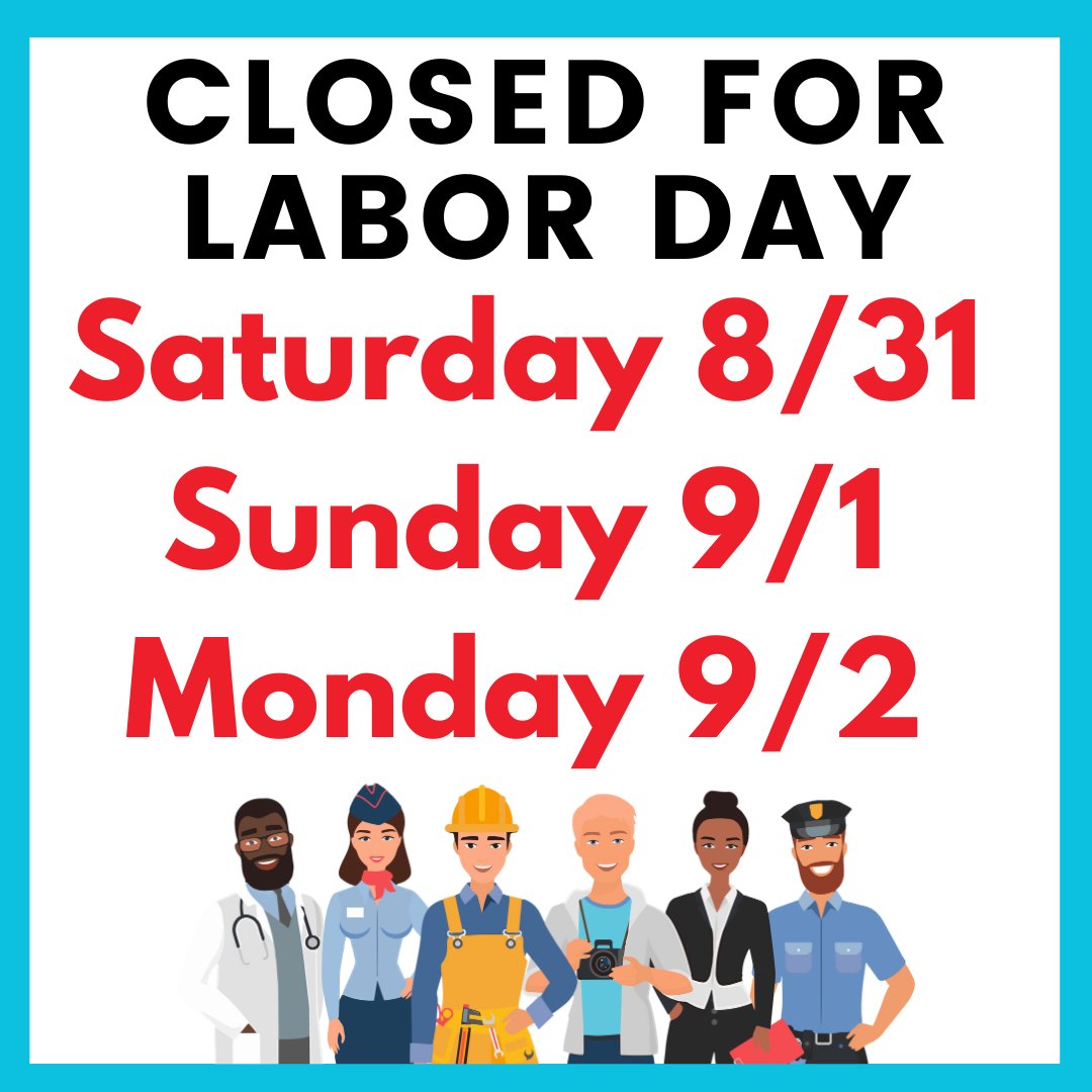 The Libary is closed 8/31-9/2 for the Labor Day weekend and Monday holiday.