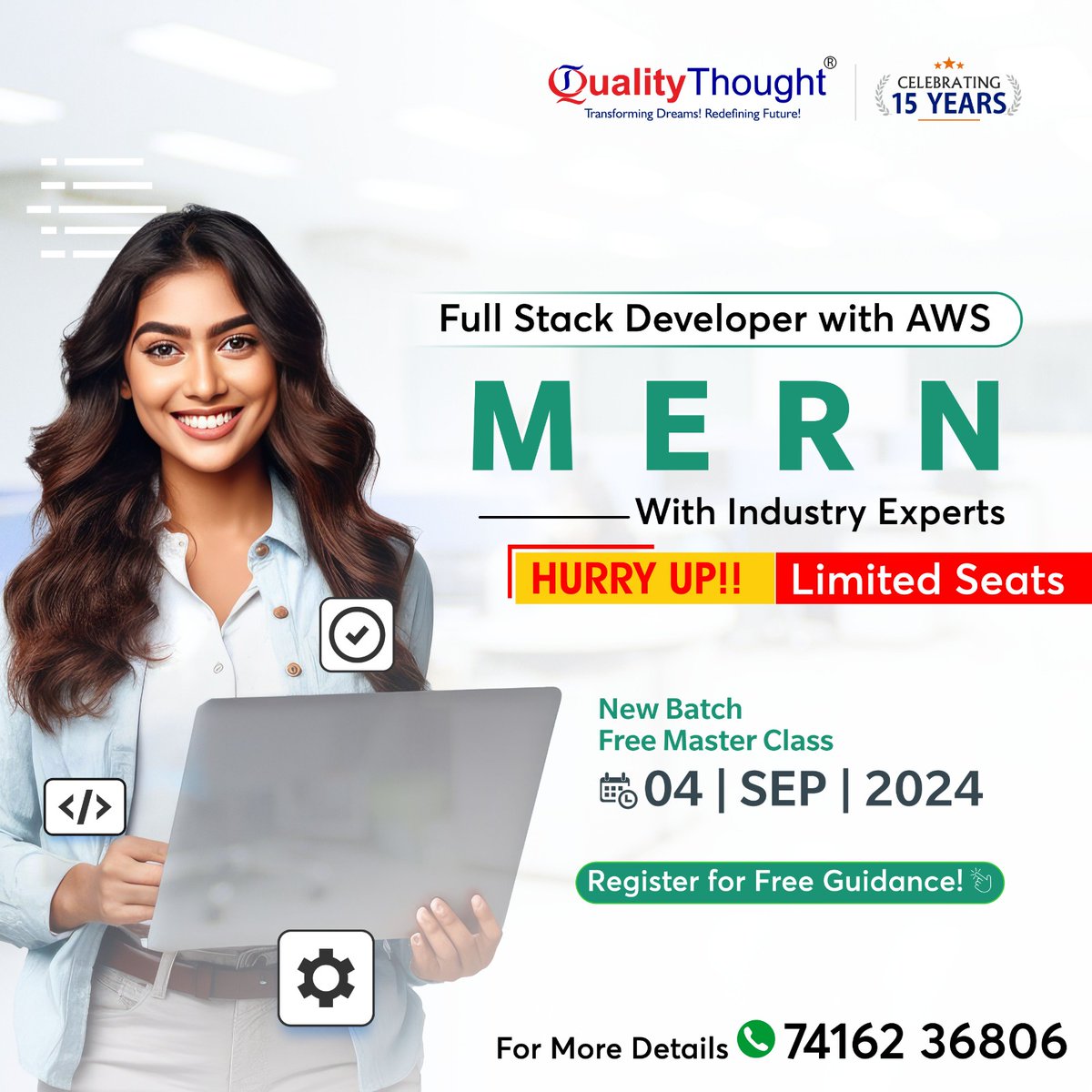 QTTWorld's tweet image. Want to upgrade your career? Join our Full Stack Web Developer with AWS....!!  Real-Time Training by Experts with Assistance in Placement 
New Batch Free Master Class 4th SEP 2024. 
✅Registration link: qualitythought.in/registernow 
📷 Contact: 74162 36806  

#merncourse #merntraining