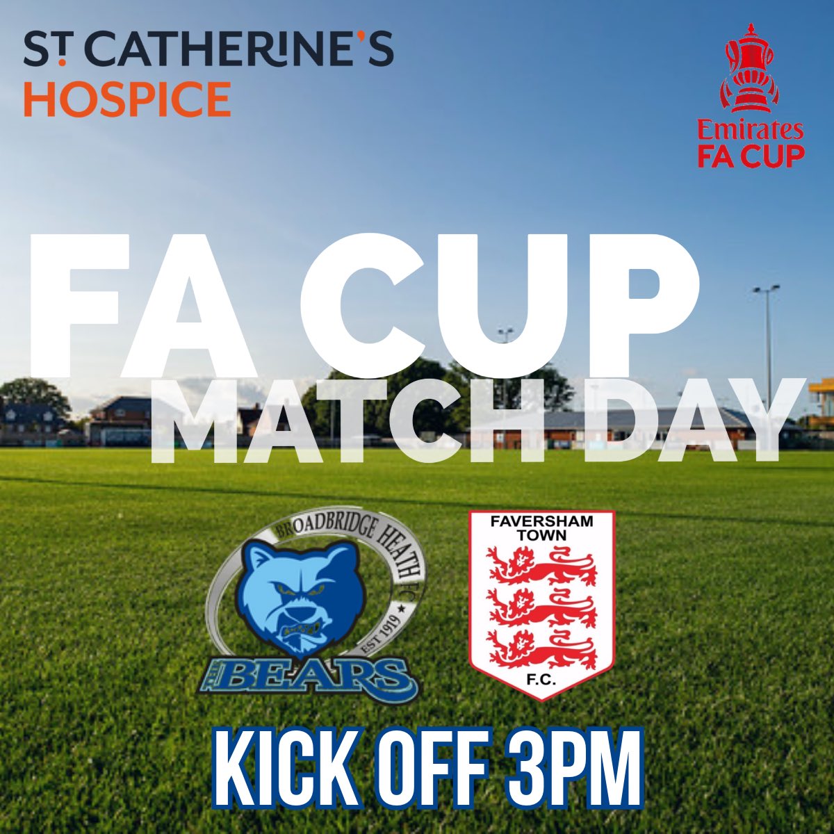 🏆 FA CUP 🏆

The Bears host <a href="/FavershamTownFC/">Faversham Town F.C.</a> this afternoon in the first qualifying round of the <a href="/emiratesfacup/">Emirates FA Cup</a>. Already a historic day due to this being the furthest the club have ever got in the competition. Can it be an even more historic day come the final whistle!