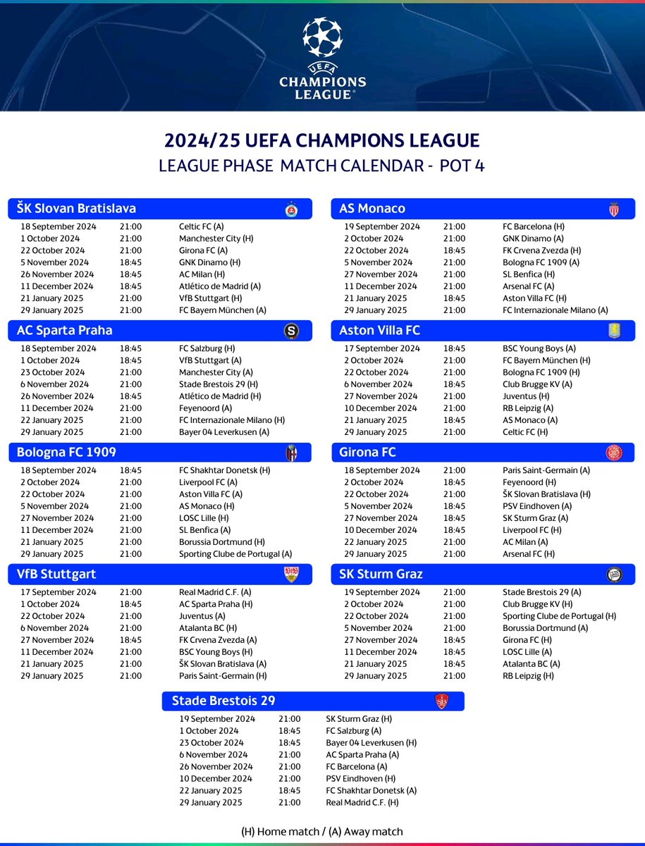 Spielplan #UCL #ChampionsLeague fixture list

#FCBayern #BVB #VfB #RBL #Bayer04