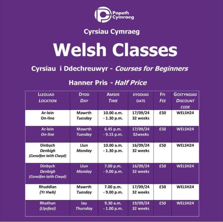 LowriEllis's tweet photo. Learn Welsh this year 🏴󠁧󠁢󠁷󠁬󠁳󠁿
Dysgwch Gymraeg flwyddyn yma 🏴󠁧󠁢󠁷󠁬󠁳󠁿

New Learners use code WELSH24 until 30/09/24 for 50% discount

https://t.co/GXgb2wLYNo 

#DysguCymraeg #SeptemberWelsh #LearnWelsh #WelshClassDiscount https://t.co/7Ln0lZHc5Z