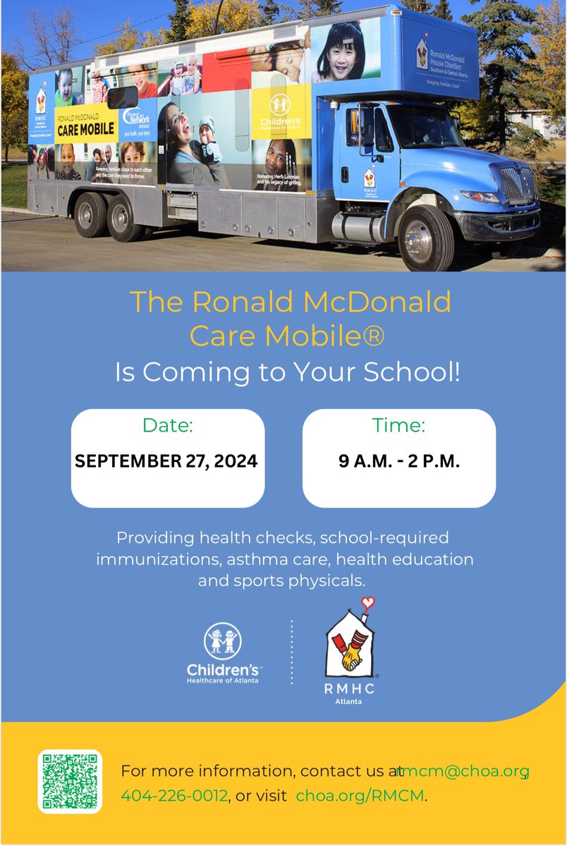 Linking students to health and wellness with our Ronald McDonald  partners. Register now using the QR code. #StrongTogether #Partnershipsmatter