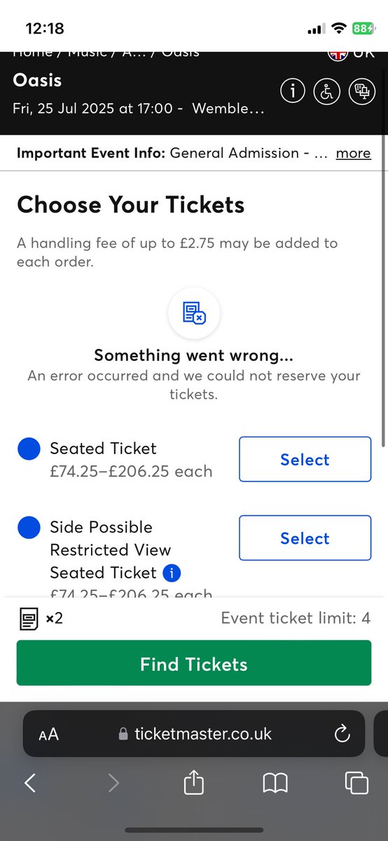 Keegoswfc's tweet photo. One Fucking Job #ticketsmaster and it can’t do that right @liamgallagher @NoelGallagher #Oasis #Oasis25 All bastard morning 😭😭😭 https://t.co/VTTGY202h7
