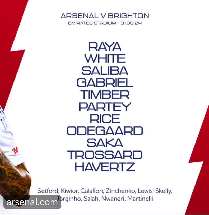 Today’s line up #ARSBHA #PremierLeague
