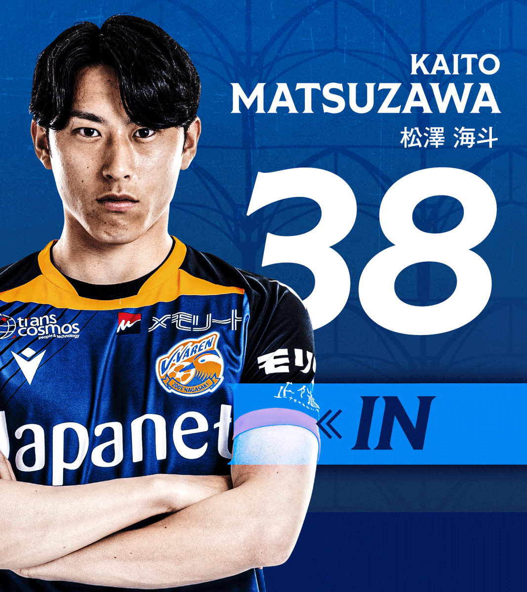 🔷🔶 ⌚️79'｜選手交代 👉長崎 1-0 栃木 🔛 38 #松澤海斗 🔙 19 #澤田