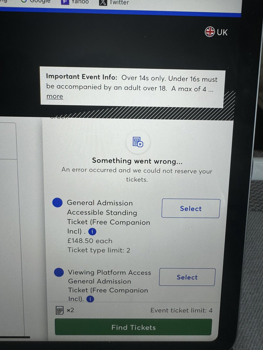 DebsLongan's tweet photo. So I got this message at 9.02 this morning. Booted out. Queued again for hours for the same to happen again. Only tried on 1 device. I am done @TicketmasterUK @oasis https://t.co/aMGSz5rxxT