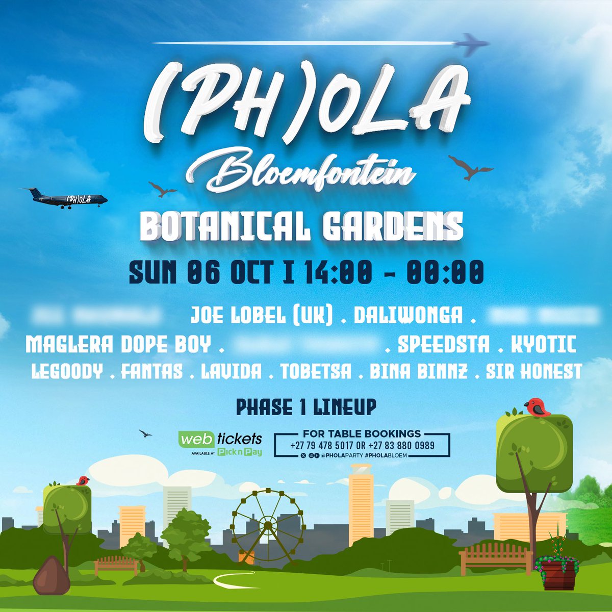 PHola Party (@pholaparty) on Twitter photo Bloemfontein ๐ We have a date! See you on the 6th October at The Botanical Gardens! Get your tickets at <a href="/webtickets/">webtickets</a> now! Limited early bird tickets available this weekend @ R150
webtickets.co.za/v2/Event.aspx?โฆ Bloemfontein ๐ We have a date! See you on the 6th October at The Botanical Gardens! Get your tickets at <a href="/webtickets/">webtickets</a> now! Limited early bird tickets available this weekend @ R150
webtickets.co.za/v2/Event.aspx?โฆ