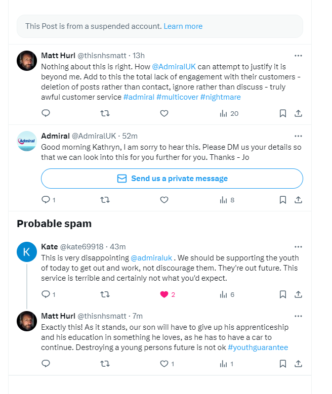 thisnhsmatt's tweet photo. Sharing the comments from the original post, as the algorithm has decided to suspend Kathryn's account. It's almost like faceless organisations work against the people.... #alwayslookingoutforyou #myarse https://t.co/hKdVTu8rOp