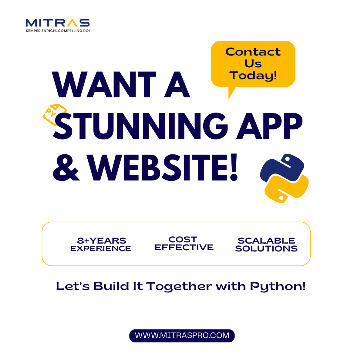 mitras_pro's tweet photo. Tired of your app or website looking outdated and underperforming?

Our expert Python developers specialize in creating stunning, user-friendly, and high-performing solutions.

Book a call: https://t.co/Y2lNEjLe8Q

#appdevelopment #python #programming #technology #startup https://t.co/MDeCuVZa3q