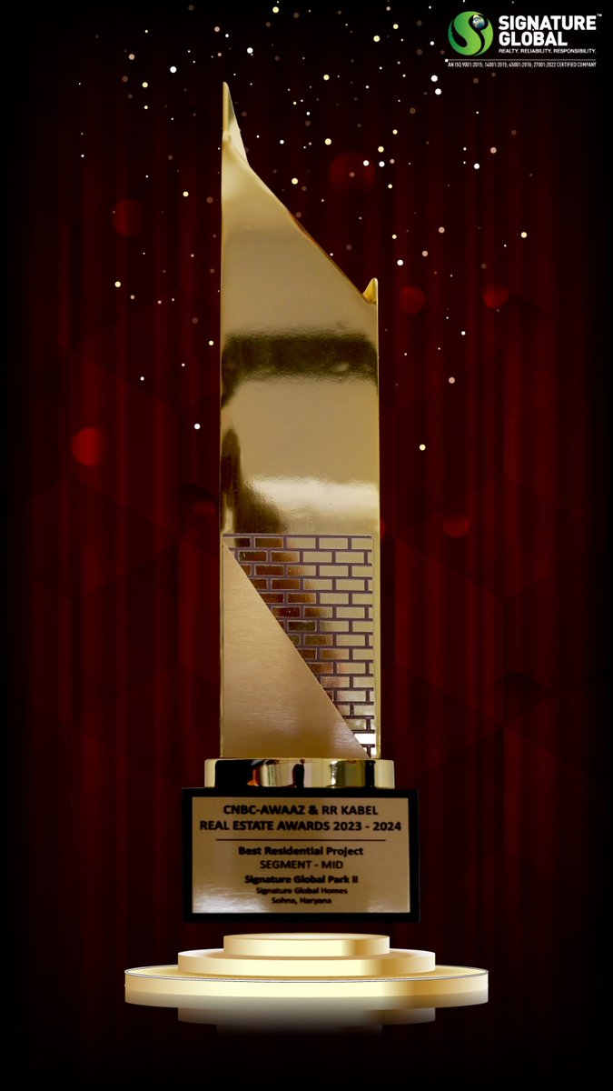 Signature Global (@signatureglobal) on Twitter photo We are elated to announce that Signature Global Park II has been bestowed with the prestigious Best Residential Project award in mid-segment at the 14th <a href="/CNBC_Awaaz/">CNBC-AWAAZ</a> Real Estate Awards. This national accolade underscores our unwavering commitment to providing exceptional living We are elated to announce that Signature Global Park II has been bestowed with the prestigious Best Residential Project award in mid-segment at the 14th <a href="/CNBC_Awaaz/">CNBC-AWAAZ</a> Real Estate Awards. This national accolade underscores our unwavering commitment to providing exceptional living