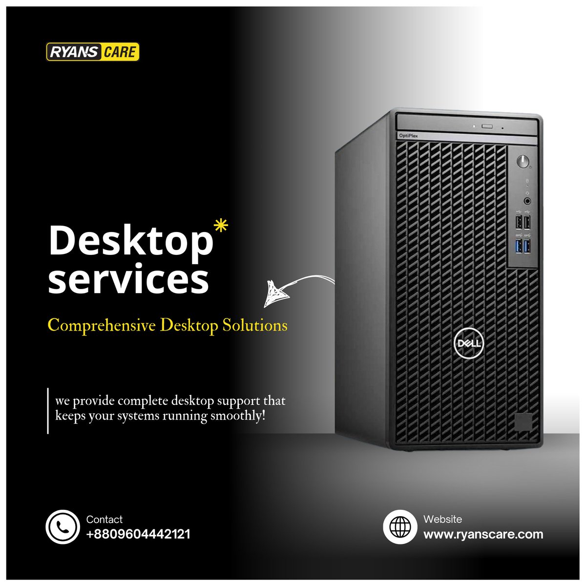 Ryanscareltd's tweet photo. With Ryan's Care Desktop Repair Services, can be fix all types of desktop problems. From software crashes and overheating to blue screen errors, faulty hard drives, and power supply issues-we've got you covered. #followers #retweets #bangladesh #it #desktoprepair #desktopservice https://t.co/05yc7MOKLR
