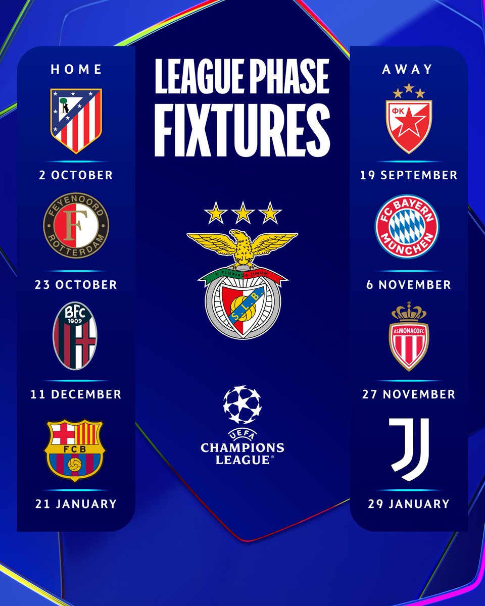 SL Benfica (@slbenfica) on Twitter photo ๐ As datas para os jogos da ๐ณ๐ฎ๐๐ฒ ๐ฑ๐ฒ ๐น๐ถ๐ด๐ฎ da <a href="/ChampionsLeague/">UEFA Champions League</a> ๐ myslb.pt/qwcztb
#UCL ๐ As datas para os jogos da ๐ณ๐ฎ๐๐ฒ ๐ฑ๐ฒ ๐น๐ถ๐ด๐ฎ da <a href="/ChampionsLeague/">UEFA Champions League</a> ๐ myslb.pt/qwcztb
#UCL