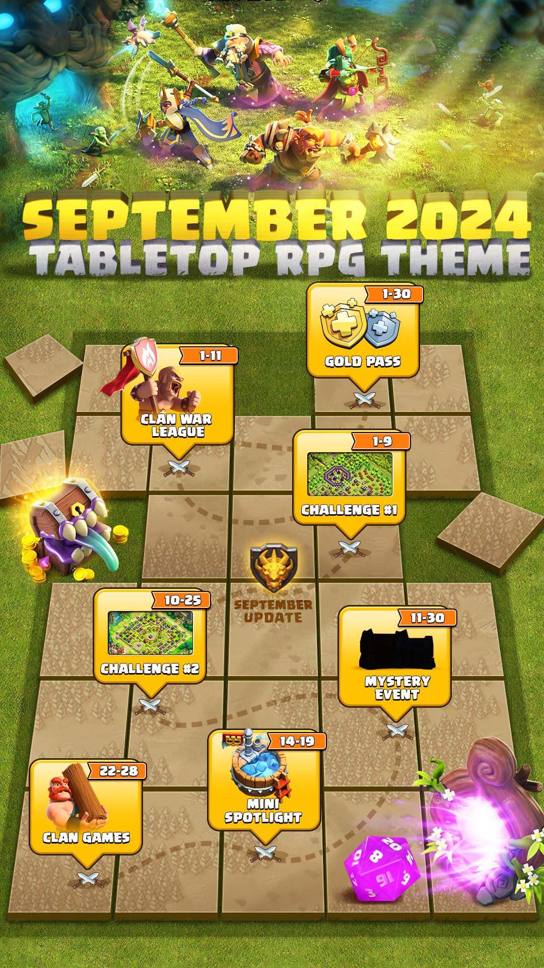 Clash Ninja on X: clash-ninja-on-x-september-2024-calendar-the-theme-for-this-month-is-tabletop-role-playing-games-ttrpg-the-various-events-for-this-month-can-be-seen-here-clashofclans-https-t-co-lfsbrlz4wd-x