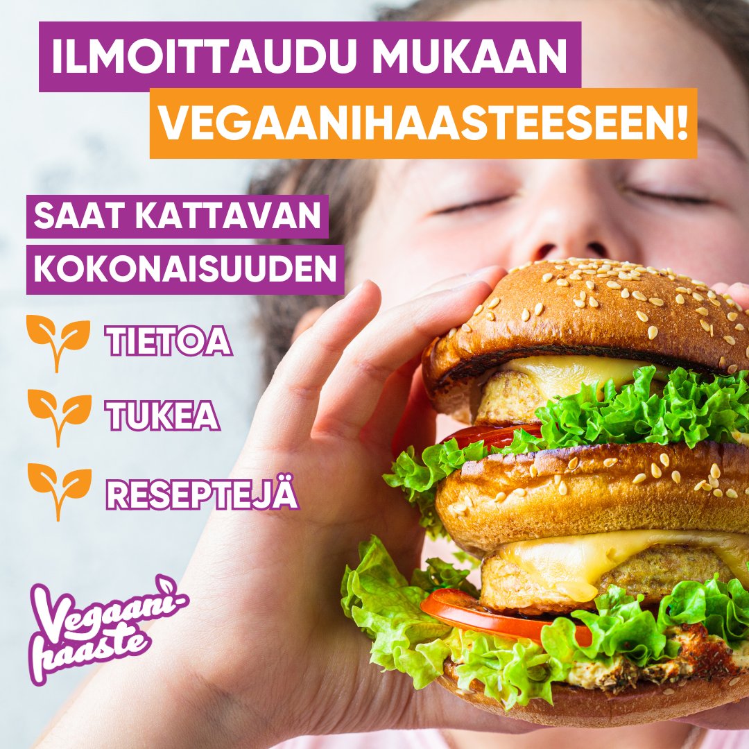 🌱 Kokeile vegeruokaa syyskuussa – me autamme! Satokausi on parhaimmillaan, ja kauppojen hyllyt ovat täynnä tuoreita ja värikkäitä kasviksia.

Saat päivittäin inspiraatiota, herkullisia reseptejä ja tukea ilmaiseksi.

Ilmoittaudu mukaan: vegaanihaaste.fi 

#vegaanihaaste