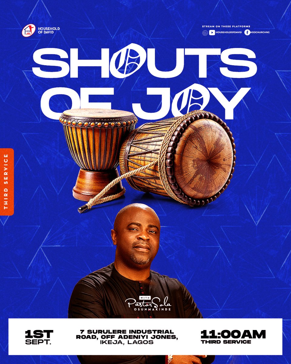 HODChurchNG's tweet image. Let’s celebrate this season of harvest with Jesus’ Joy in our hearts.

Join any of our 3 services (8AM, 9:30AM &amp;amp; 11AM) this Sunday for a transformative experience.

And don't forget to invite a friend to church and let's celebrate together!

#HouseholdOfDavid #SundayServices