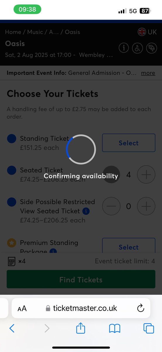 EdwardLillis's tweet photo. @TicketmasterUK so 2946 in in front of me at 9am, got to my turn, wouldn’t confirm a single ticket type - not even the £500’ones - just said error - Ticketmaster advice - select a different ticket. 100% with 90k capacity there would have been tickets when I was trying to buy https://t.co/63rmfYx4F4