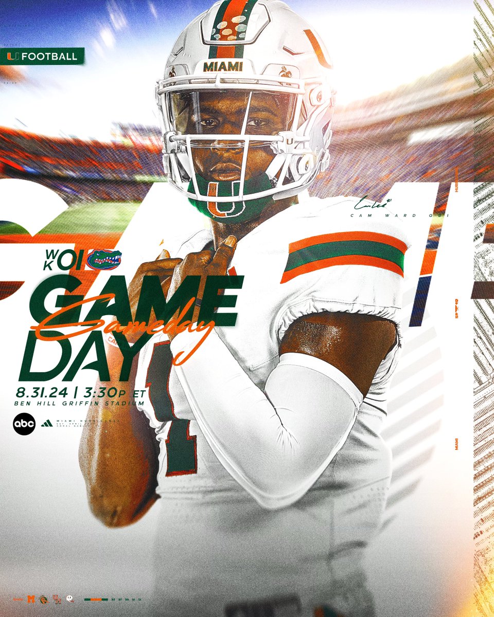 Miami Hurricanes Football (@canesfootball) on Twitter photo GET UP, IT’S GAME DAY! 🙌
🆚: Florida
⏰: 3:30 PM ET
📍: Ben Hill Griffin Stadium
📺: ABC
🎧: <a href="/560WQAM/">AM 560 Sports WQAM</a>
#GoCanes GET UP, IT’S GAME DAY! 🙌
🆚: Florida
⏰: 3:30 PM ET
📍: Ben Hill Griffin Stadium
📺: ABC
🎧: <a href="/560WQAM/">AM 560 Sports WQAM</a>
#GoCanes