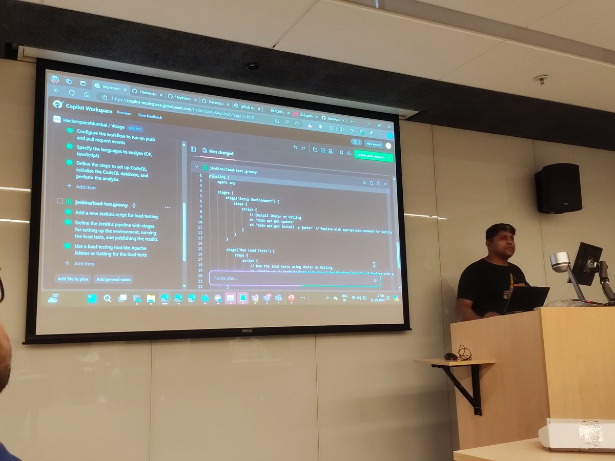 Omkar_Dalvi2004's tweet image. A sneekpeek at AI models on github and code creation on GitHub Codespace by @augvcor at #GitTogetherMum