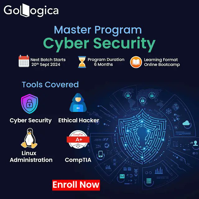 logica_go's tweet image. Step Into the Future of Cyber Security with the GoLogica Masters Program! 🛡️
#cybersecuritymasters #mastersprogram #gologica #cybersecurity #informationsecurity #secureyourfuture #techeducation #onlinelearning #dataprotection #cybersecuritydegree #careerincyber #learncyber