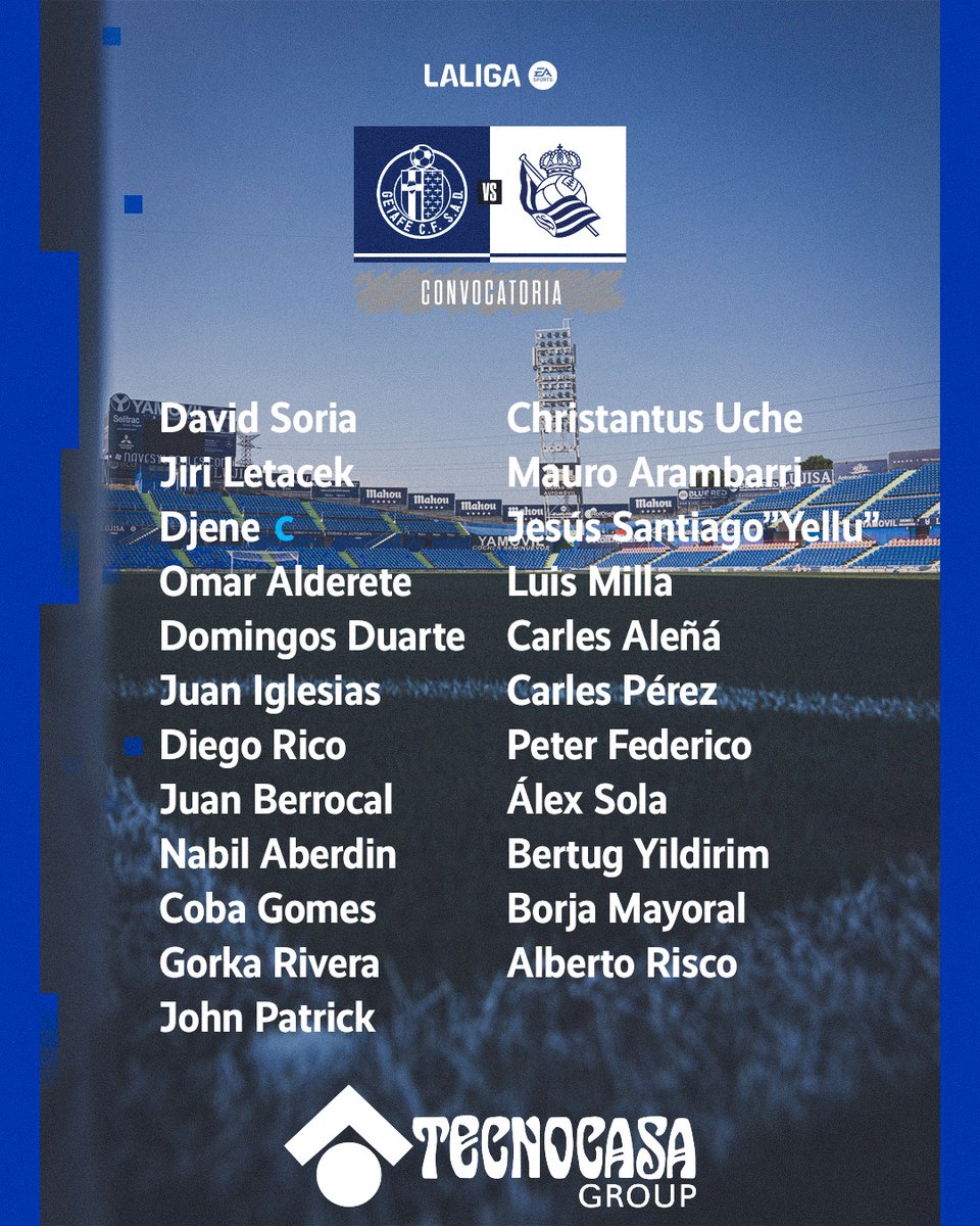 GetafeCF_Off's tweet photo. 🔵 Convocatoria del @GetafeCF para el partido de mañana

#VamosGeta #GetafeReal https://t.co/UEdSiPWBUm