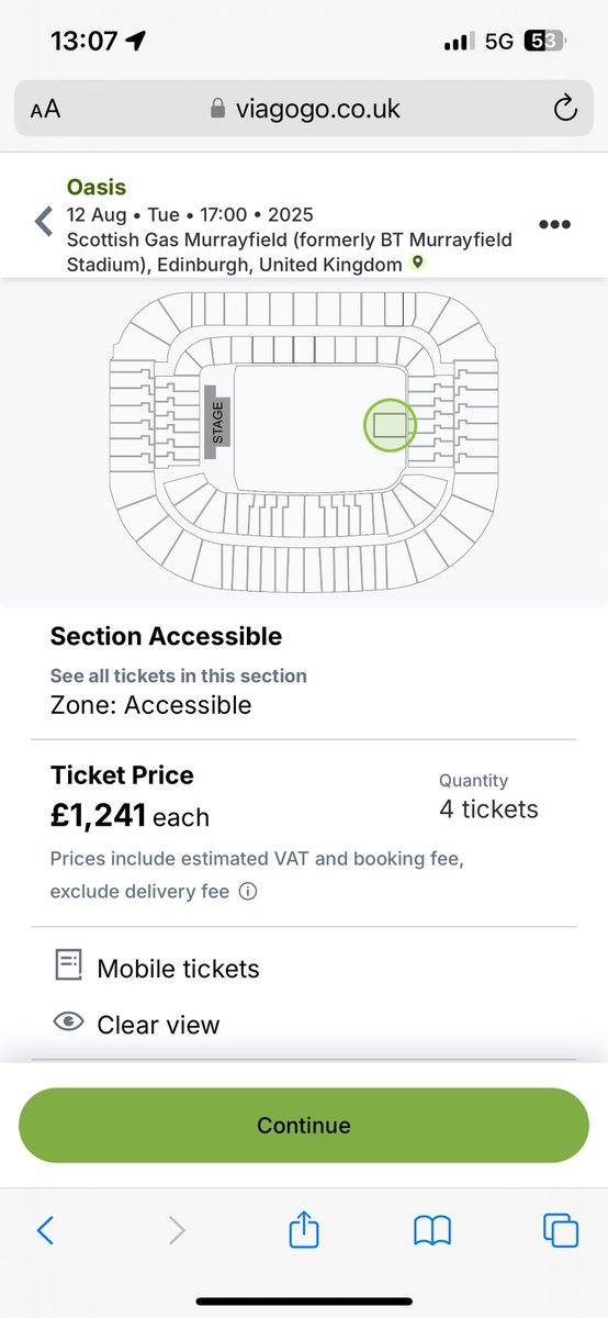 MrsKFT's tweet image. Absolutely disgusting that accessibility tickets are for sale on @viagogo There should be no transfer options and only resale back to @TicketmasterUK to stop this abuse. Disabled tickets are extremely limited as it is😢 #oasis2025 #Ticketmaster #Disabilityproblems