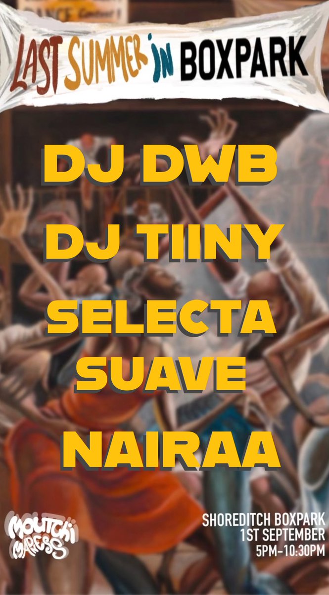 DJ LINE UP FOR TOMORROW 😤🔥

LAST SUMMER IN BOXPARK ☀️ 

DON’T MISS THIS ONE👀