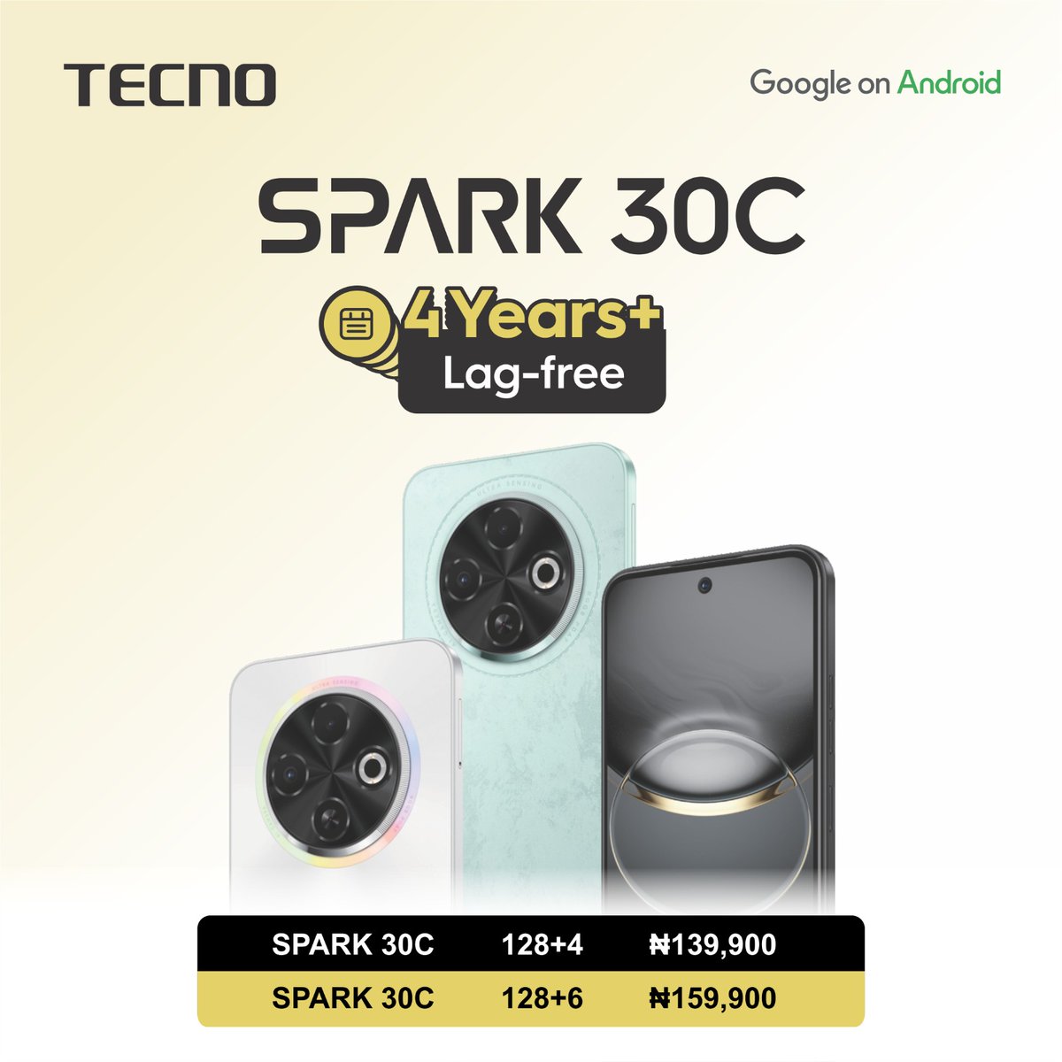 TECNOMobileNG's tweet image. Get ready to enjoy your mobile experience with the TECNO SPARK 30C And the best part? It&apos;s now available at all our recommended retail outlets for a remarkable price of N139,000(128+4) and N159,000 (128+6) 

#TECNOSPARK30C 
#SPARK30Series