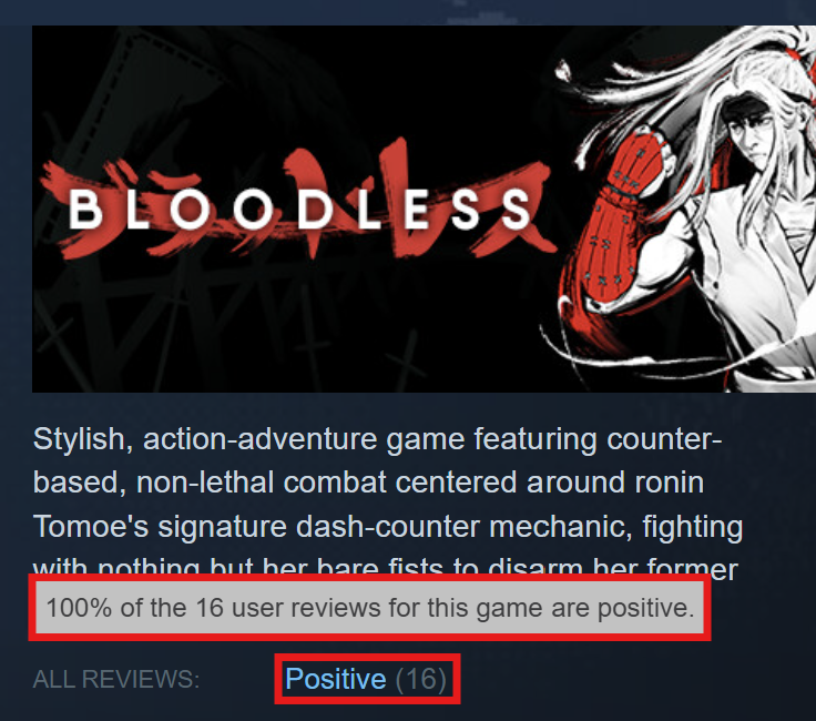 Bloodless is 100% positive on Steam!

Pick it up for 15% off ⬇️
sabr.gg/Bloodless