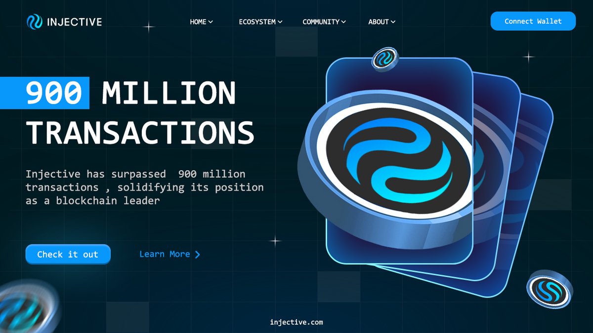 📣Injective has passed a new peak, with the number of transactions on the network surpassing 900 million!

This huge figure shows that Injective continues to be one of the leaders among blockchains, made possible by innovative technology and a strong community!

<a href="/injective/">Injective 🥷</a> $INJ