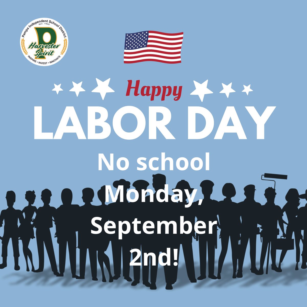 NO SCHOOL Monday, September 2nd! Wishing everyone a relaxing and safe Labor Day! 🇺🇸 Enjoy the well-deserved break, and we’ll see you back at school Tuesday, ready to learn!

#LaborDay