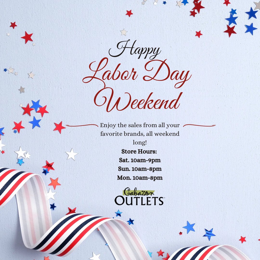 Cabazon_Outlets's tweet photo. No better way to enjoy the end of summer than to stop by at Cabazon Outlets for a shopping spree! Enjoy our endless sales, as well as our included valet service this weekend long! https://t.co/gMMQaw2wOL