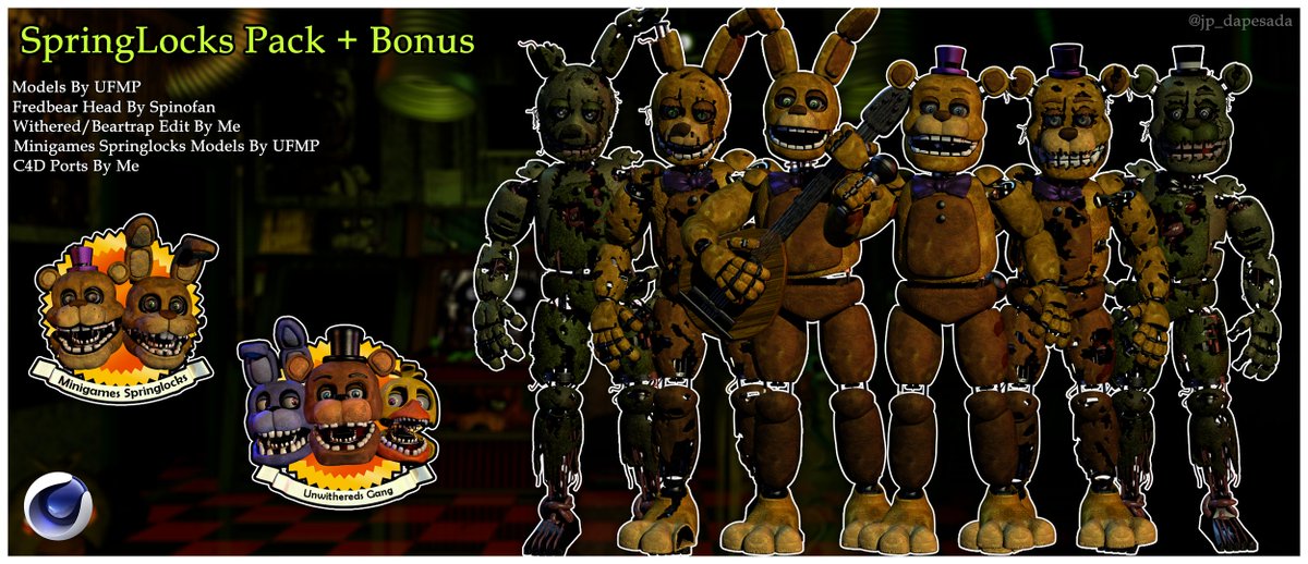 jp_dapesada's tweet photo. UFMP Springlocks Pack + Bonus Release

The credits are on the image

Springlocks Pack:
https://t.co/rJGLGj0m0J

Unwithereds Pack:
https://t.co/8U0pXUXr5S

#fnaf #FiveNightsAtFreeddys #fnafanniversary #FNAFMovie https://t.co/D9N8ZNrx2Z