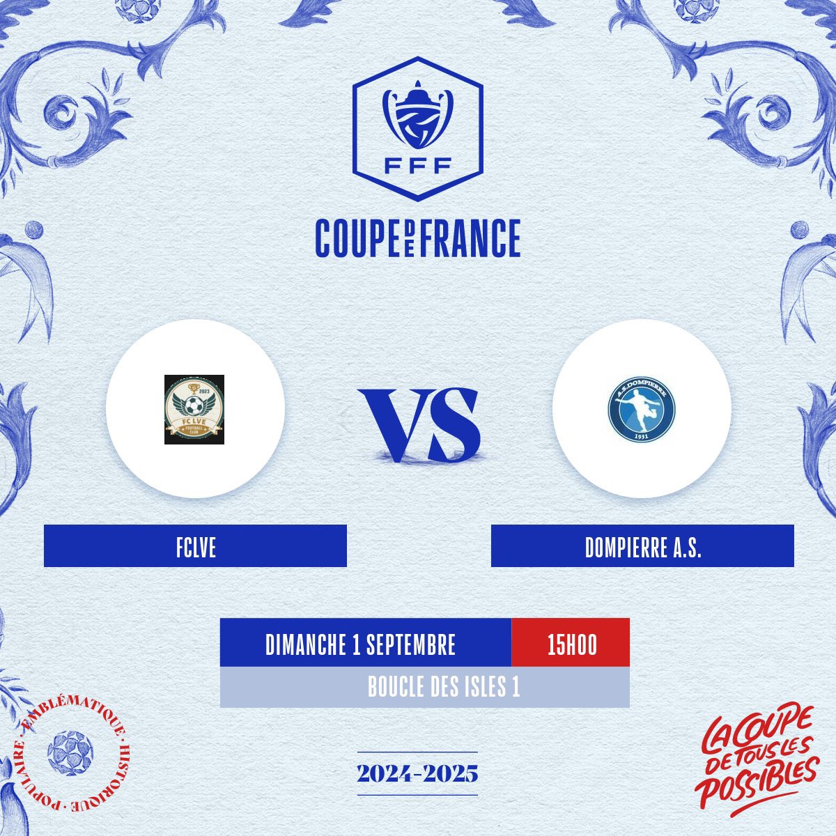 🔵⚪️ Le Groupe est prêt ⚪️🔵

Découvrez les 14 joueurs sélectionnés par Mickaël Imbert 😄

Emmenés par leur capitaine William Perraudin, nos joueurs sont plus motivés que jamais et prêts à tout donner pour cette rencontre !

📍 Rendez-vous à Bellerives à 15h pour le 2ème tour 🏆