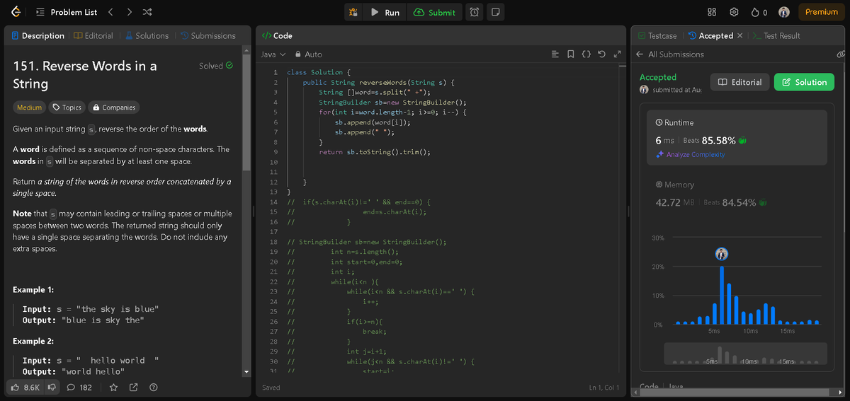 mukeshmahindra4's tweet image. Day 5 #100DaysOfCode
Today, I revised SQL concepts and worked on a LeetCode problem
151. Reverse words in a String 
1768. Merge Strings Alternatively 
#Java #javawithDSA #DSA #leetcode
