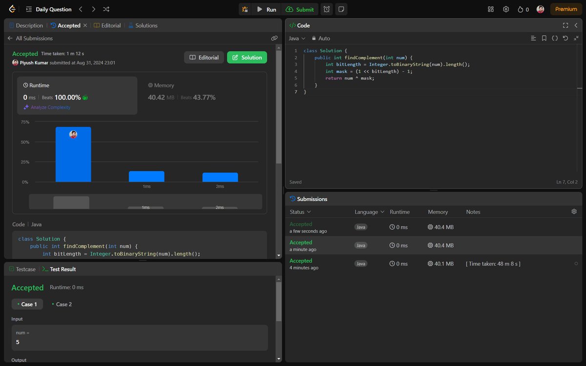 impk1103's tweet photo. #Day90 of #100daysofcodechallenge
-Continued backend development.
-Did a #leetcode question based on bit manipulation.
#Coding #programming #backend_developer https://t.co/ULyPnr8ohk
