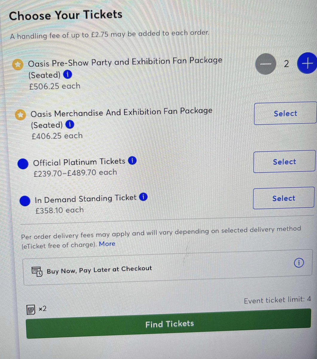LeeUtdK's tweet photo. @TicketmasterUK WTF is an ‘in demand’ standing ticket? You’re basically jacking up your own ticket prices, no better than being a tout you absolute wankers! @oasis get on this please, it’s a fucking scandal! https://t.co/RvvbZ37HNR