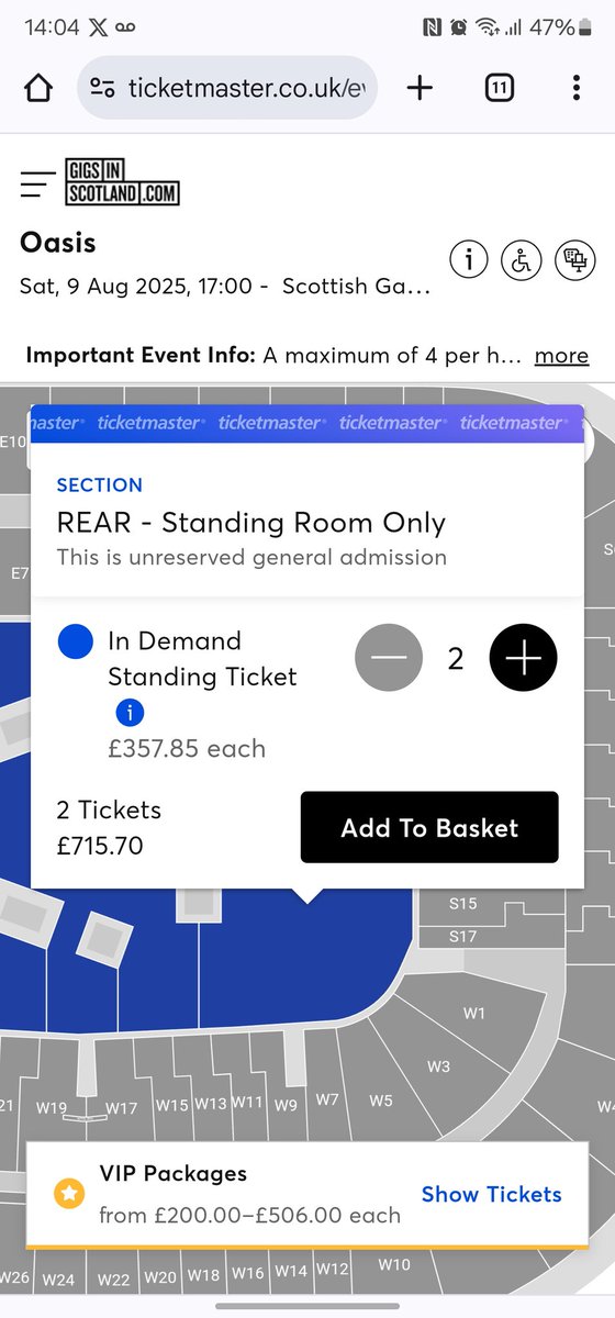 07sgibson's tweet photo. @TicketmasterUK @oasis How is this blatant profiteering allowed? More than double face value charged by Ticketmaster??? Surely illegal, will those tickets be cancelled??? https://t.co/aw2Ubo9mM4