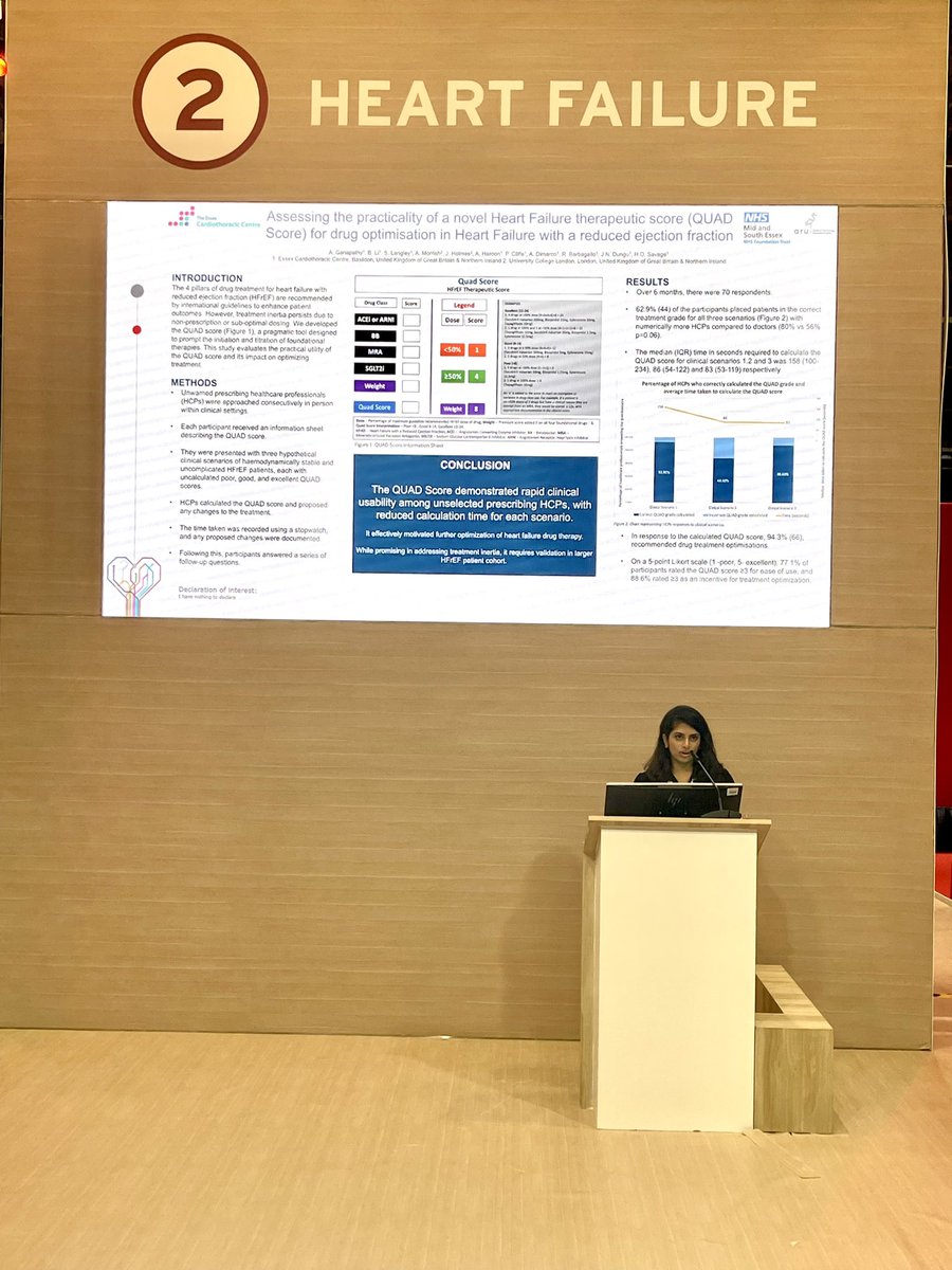 drjasondungu's tweet photo. Our new MD fellow Dr Archana Ganapathy smashing it in her first abstract presentation 👏🏾 Sharing data on the utility of our novel heart failure optimisation QUAD score https://t.co/Wxg5AShJ6I
