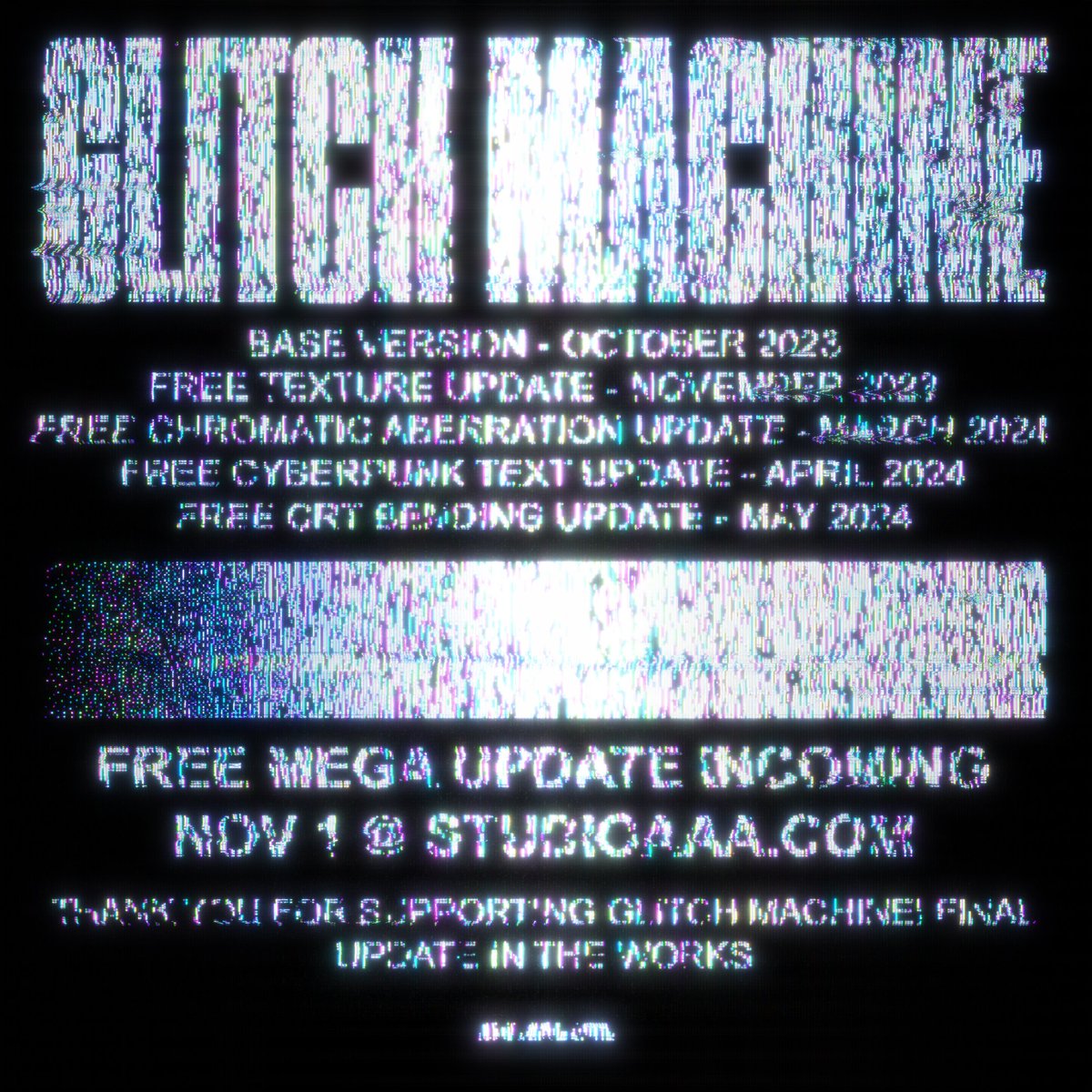 studio__aaa's tweet image. another new Glitch Machine update coming for free! one purchase = all updates for free! 🫡