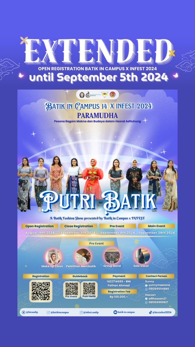 bicundip's tweet photo. yukkk yang kemarin ketinggalan segera mendaftar cuma nyampe 5 september aja lohhh‼️💢 https://t.co/JsLXkhPdqN