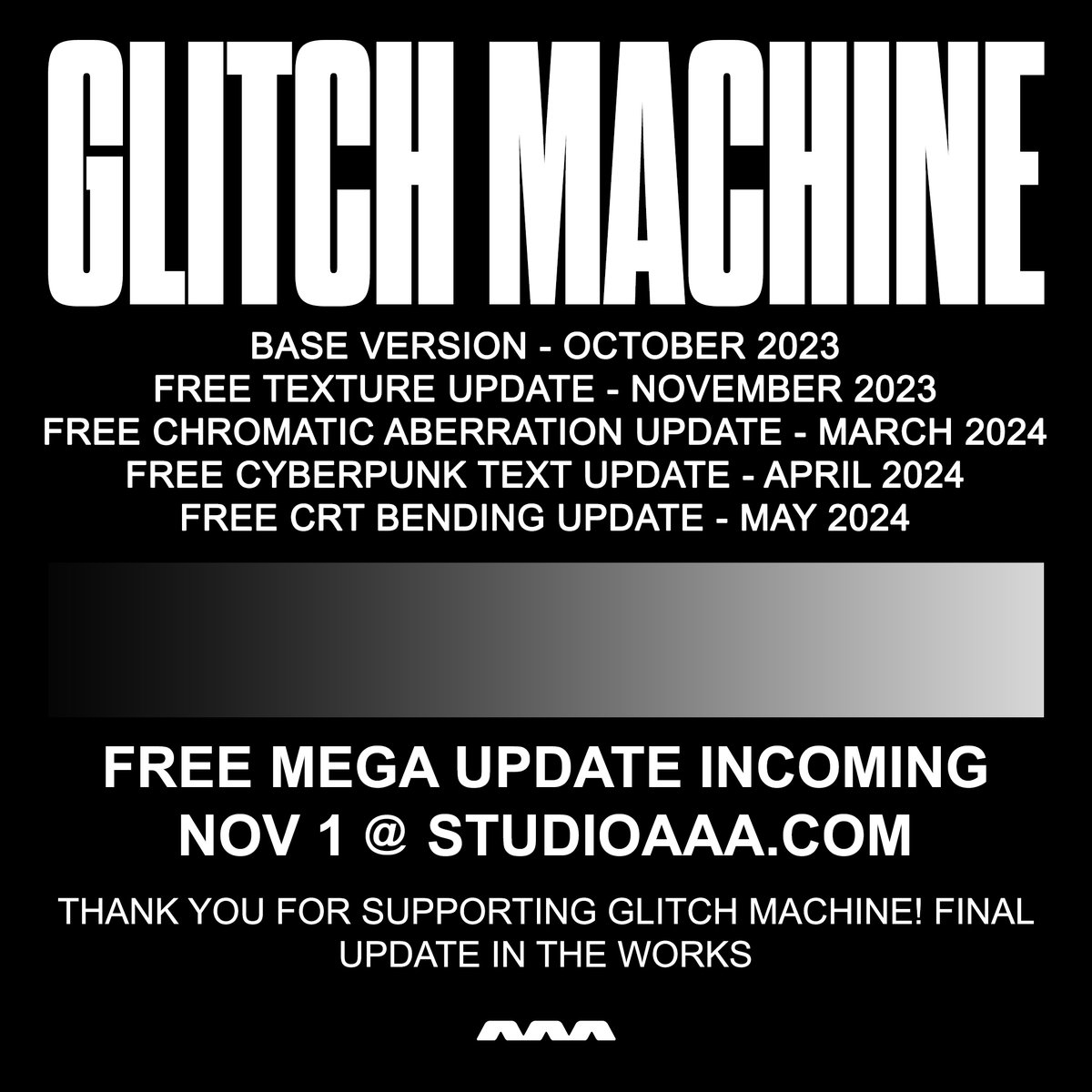 studio__aaa's tweet image. another new Glitch Machine update coming for free! one purchase = all updates for free! 🫡