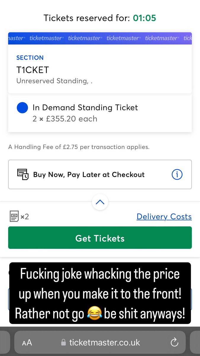 Mel_Chapman_'s tweet photo. @TicketmasterUK robbing gets!!!! https://t.co/YBMwegvMaY