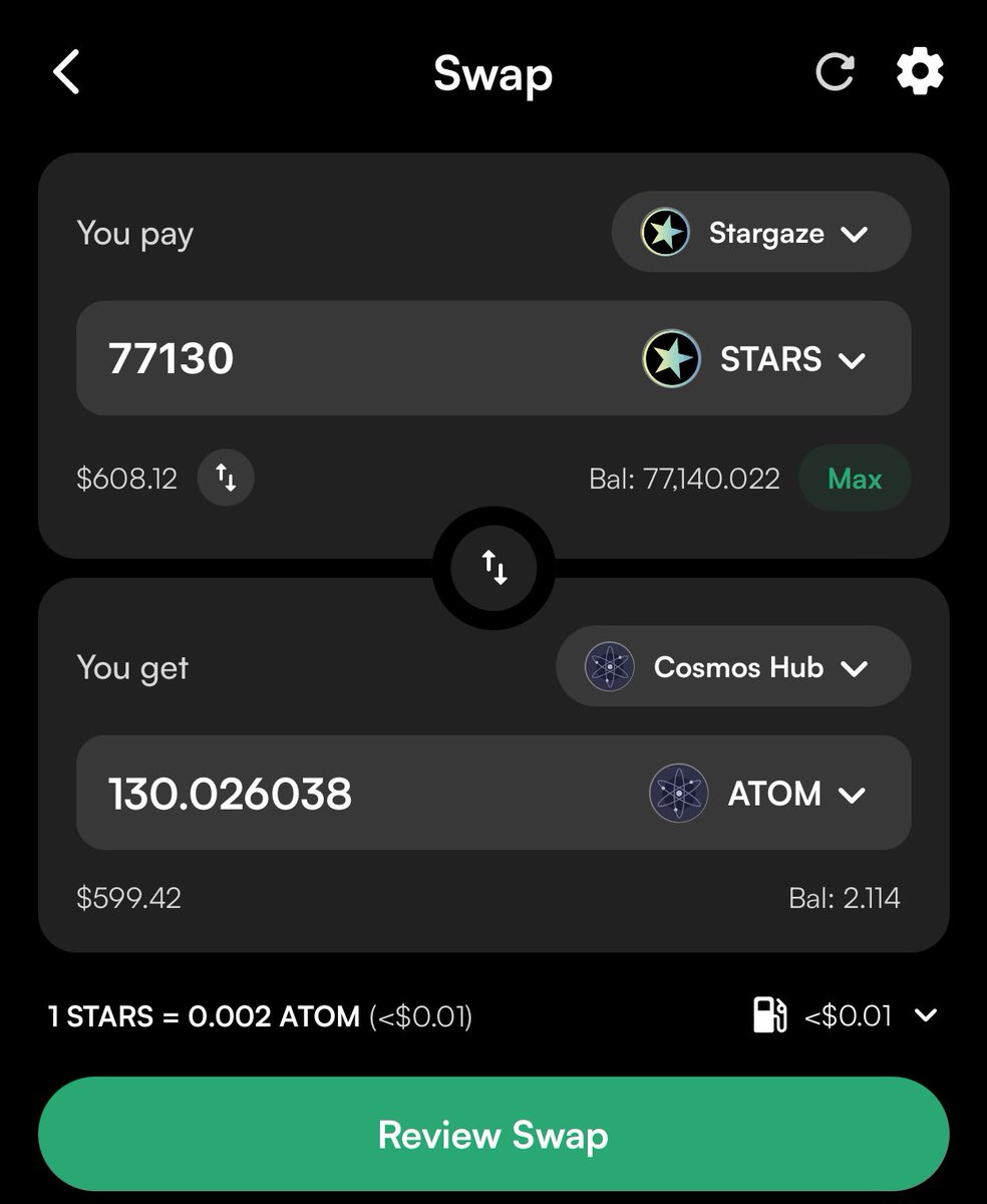 Crypto4MePlz's tweet image. Why are the swap fees so high right now? $8 to swap $STARS for $ATOM on @leap_cosmos. Same on IBC Fun!  😳