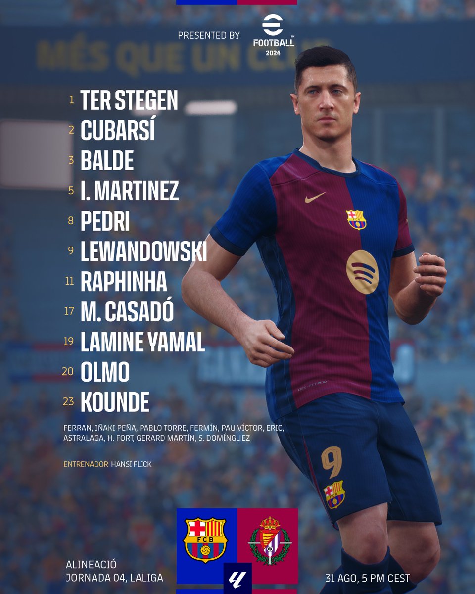 FCBarcelona's tweet image. BARÇA XI 🚨
#BarçaValladolid