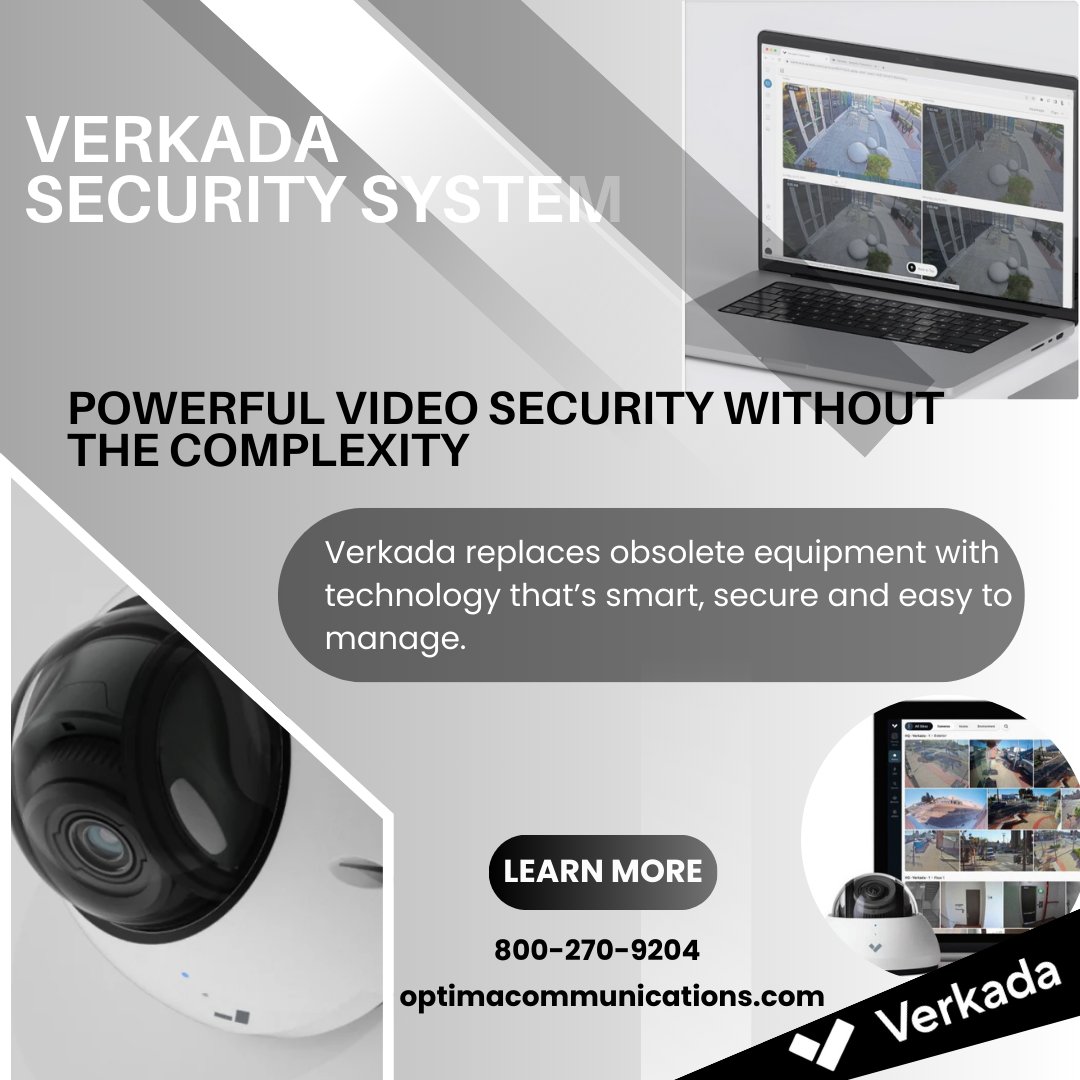 OptimaComm's tweet image. Powerful Video Security Without the Complexity - Verkada replaces obsolete equipment with technology that’s smart, secure and easy to manage. bit.ly/3RtTUbG