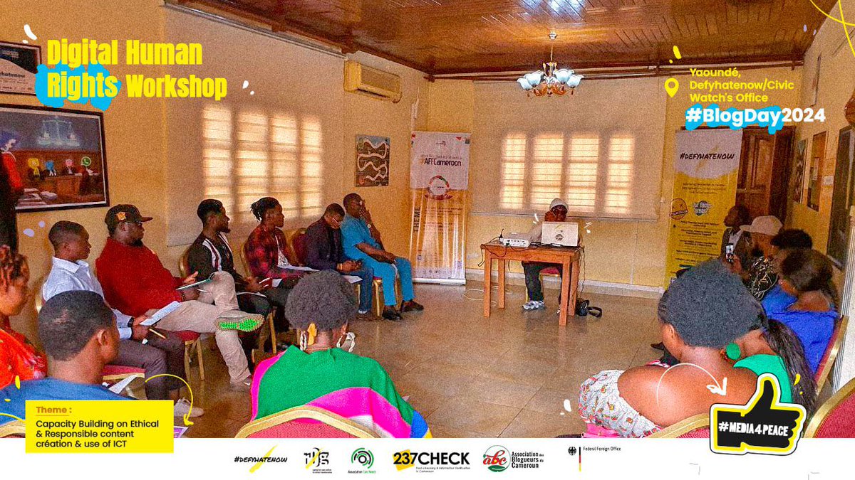 DefyhatenowWCA's tweet image. #BlogDay2024

Today in commemoration of the 2024 #WorldBlogDay, defyhatenow received about 20 🇨🇲 bloggers &amp;amp; members of ABC at our Yde office for a digital human rights workshop themed: “Capacity Building on Ethical and Responsible Content Création &amp;amp; Use of ICT”

#ThinkB4UClick