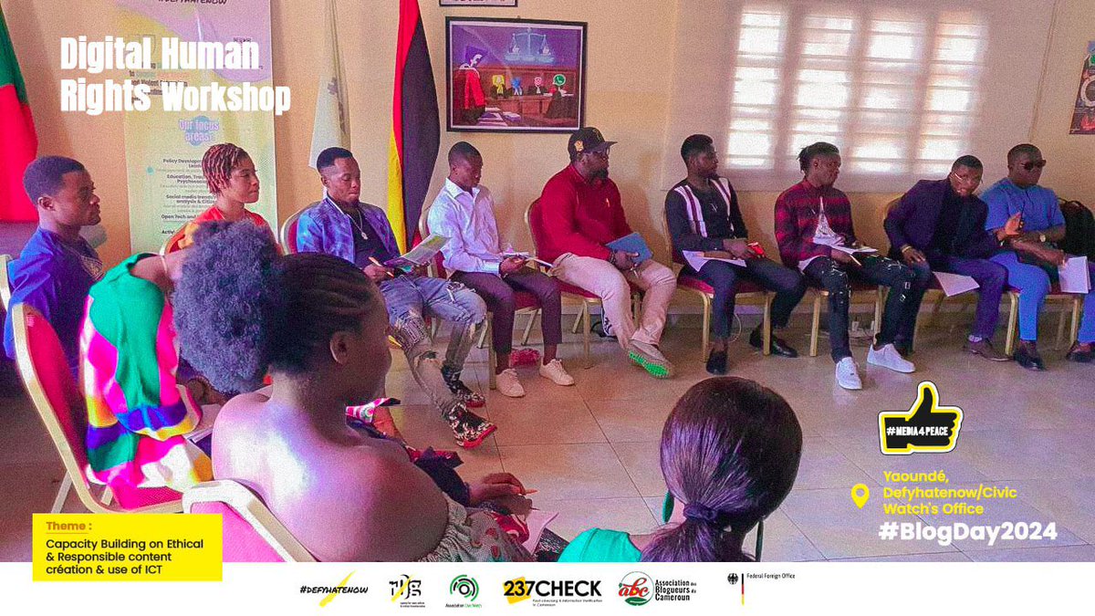 DefyhatenowWCA's tweet image. #BlogDay2024

Today in commemoration of the 2024 #WorldBlogDay, defyhatenow received about 20 🇨🇲 bloggers &amp;amp; members of ABC at our Yde office for a digital human rights workshop themed: “Capacity Building on Ethical and Responsible Content Création &amp;amp; Use of ICT”

#ThinkB4UClick