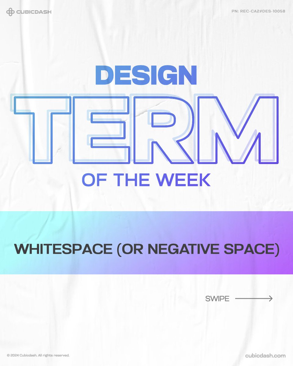cubicdash's tweet image. Design Term of the Week

Whitespace or negative space, is important in design because it helps your content stand out and be more readable. Designs look balanced, creating a better overall look.

#Whitespace #DesignTermoftheWeek #Cubicdash