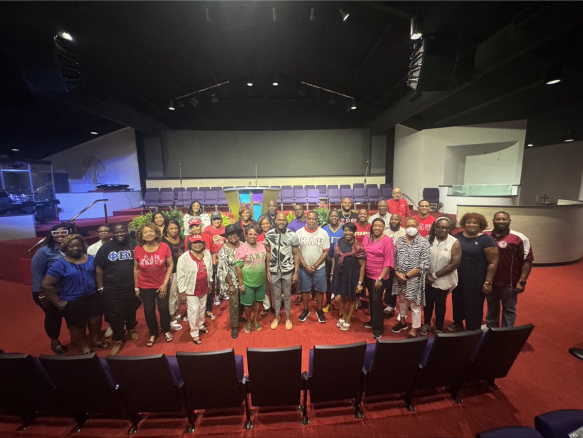 Thank you for your participation on Wednesday night. We had over 40 brothers and sisters (not everyone pictured here) representing NPHC in attendance at the Greek Week Bible Study at Burnett Avenue Baptist Church.

Dr. Rasean Crawley, President